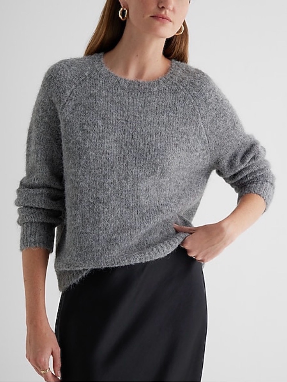 NWT Express Fuzzy Knit Crew Neck Sweater